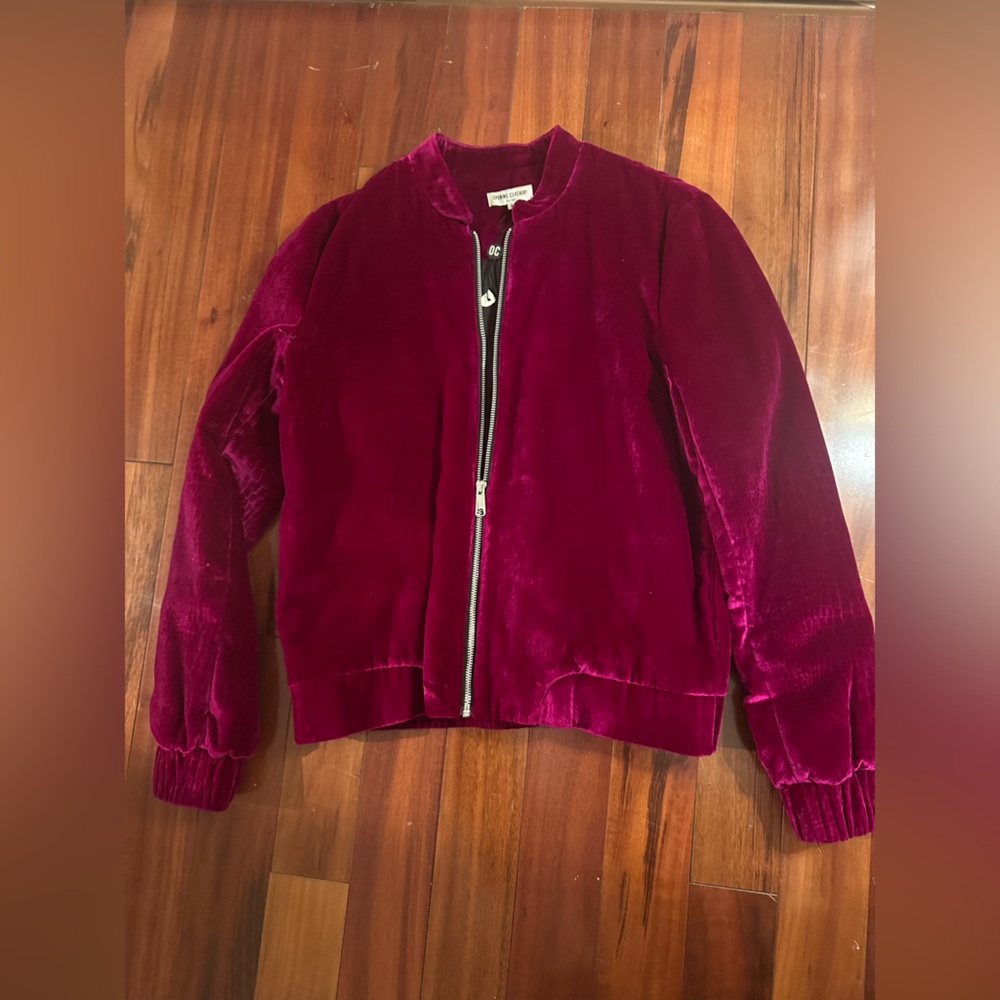Opening Ceremony Velvet Bomber Jacket in Deep Red